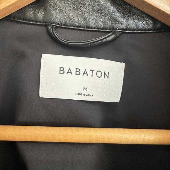 Babaton Black Faux Leather Button-Up Shirt Jacket, Size Medium - Picture 4 of 4